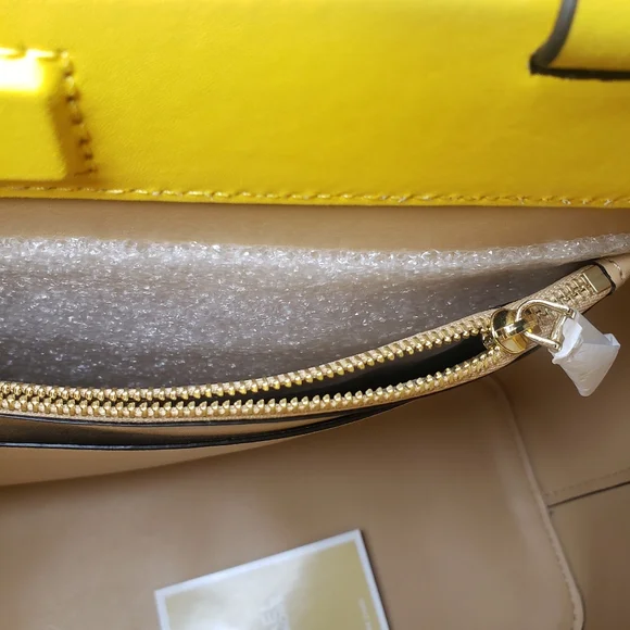 $298 Michael Kors Meredith East West Bonded Tote- Sunflower - Picture 9 of 9